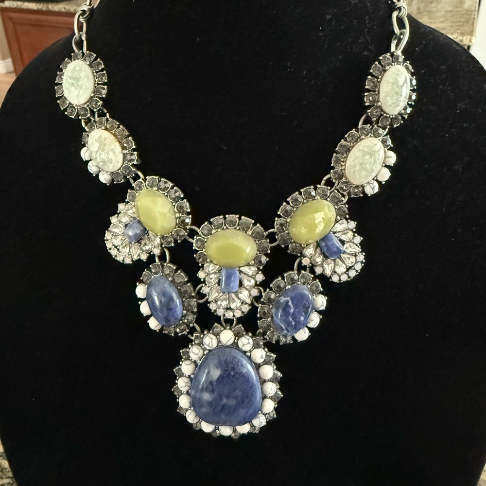 Chloe + Isabel Blue and Pale Green Statement Bib Necklace